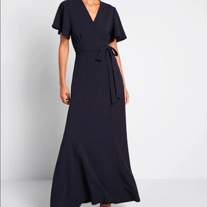 Modcloth Hutch Navy Maxi Wrap Bridesmaid Dress - XL
